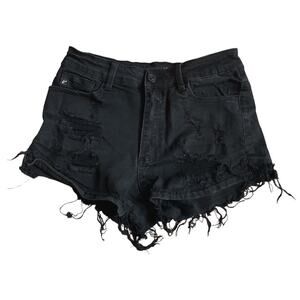 KanCan Distressed Mid Rise Short Shorts Black Size 5/26